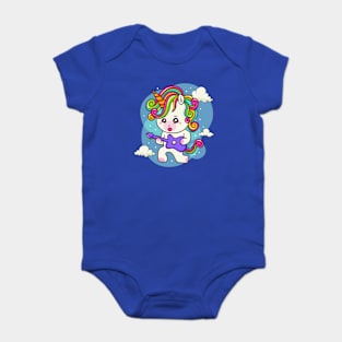 Unicorn with electric guitar in the sky Baby Bodysuit